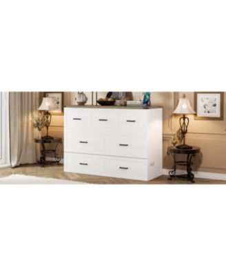  Queen Murphy Bed Cabinet with Charging & Storage Drawer