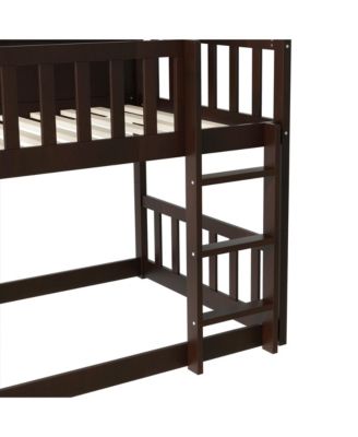 Twin Triple Bunk Bed, Ladders, Guardrails, Espresso