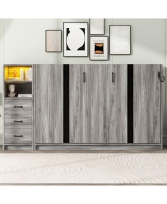 + Twin + Wood (or MDF, if that s the material) + Murphy Bed with Drawers & LED, Folds to Cabinet + Bed