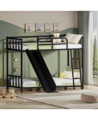 Streamdale Bunk Bed with Ladder and Slide, metal Bed Frame with Safety Guard Rails