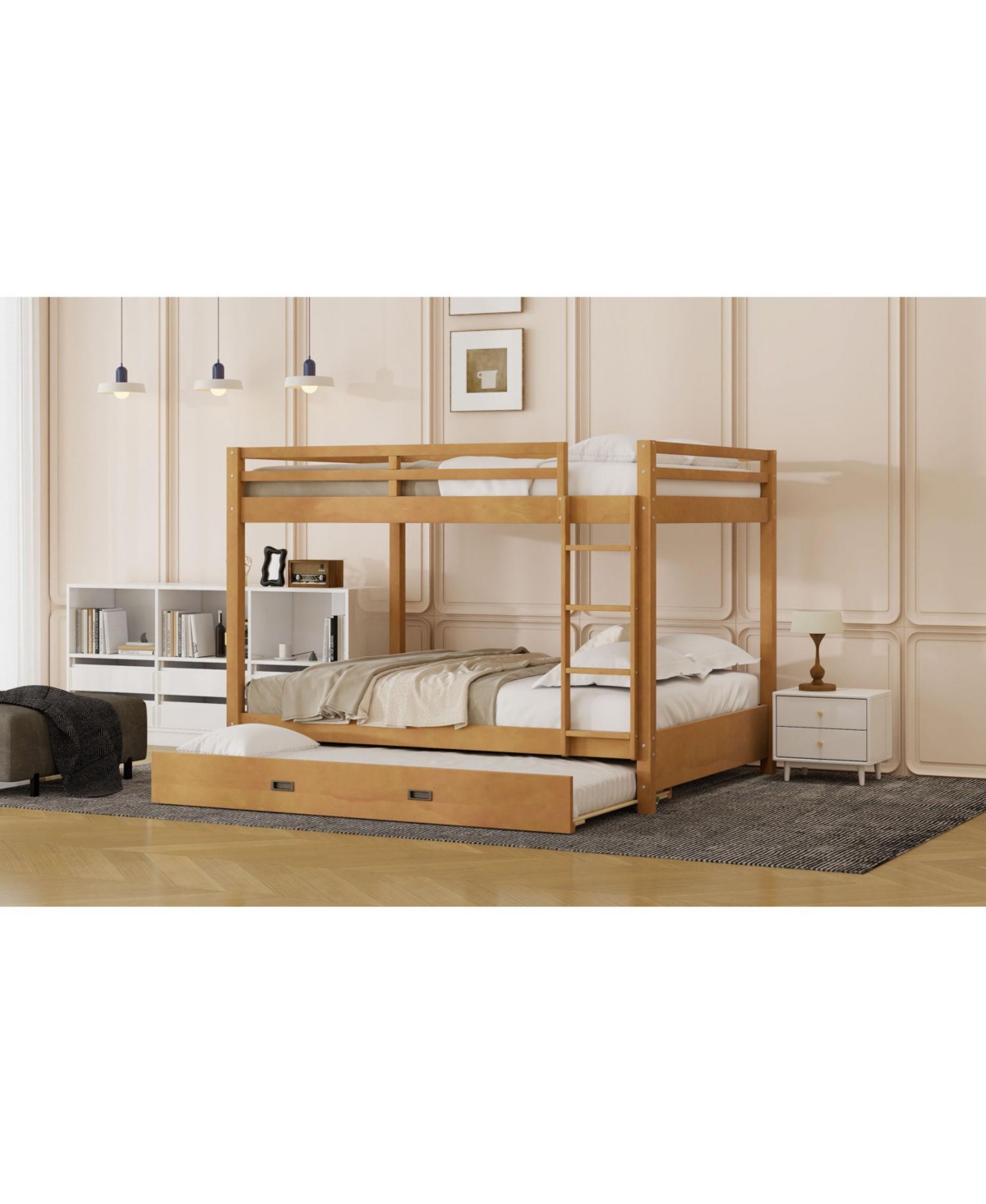 Streamdale Furniture + Queen Size + Wood + Ladder & Trundle + Bunk Bed