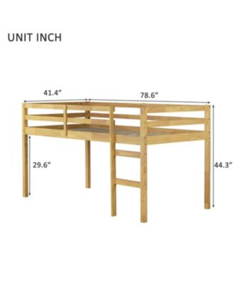 Solid Wood Twin Loft Bed with Ladder