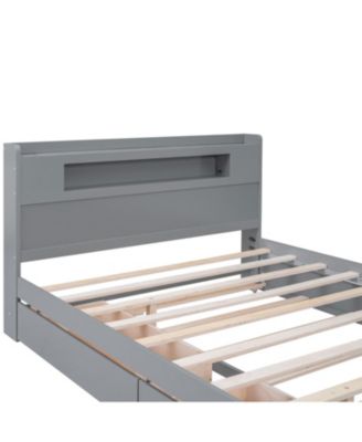 Queen Wood Platform Bed- LED, 2 Drawers & Trundle.