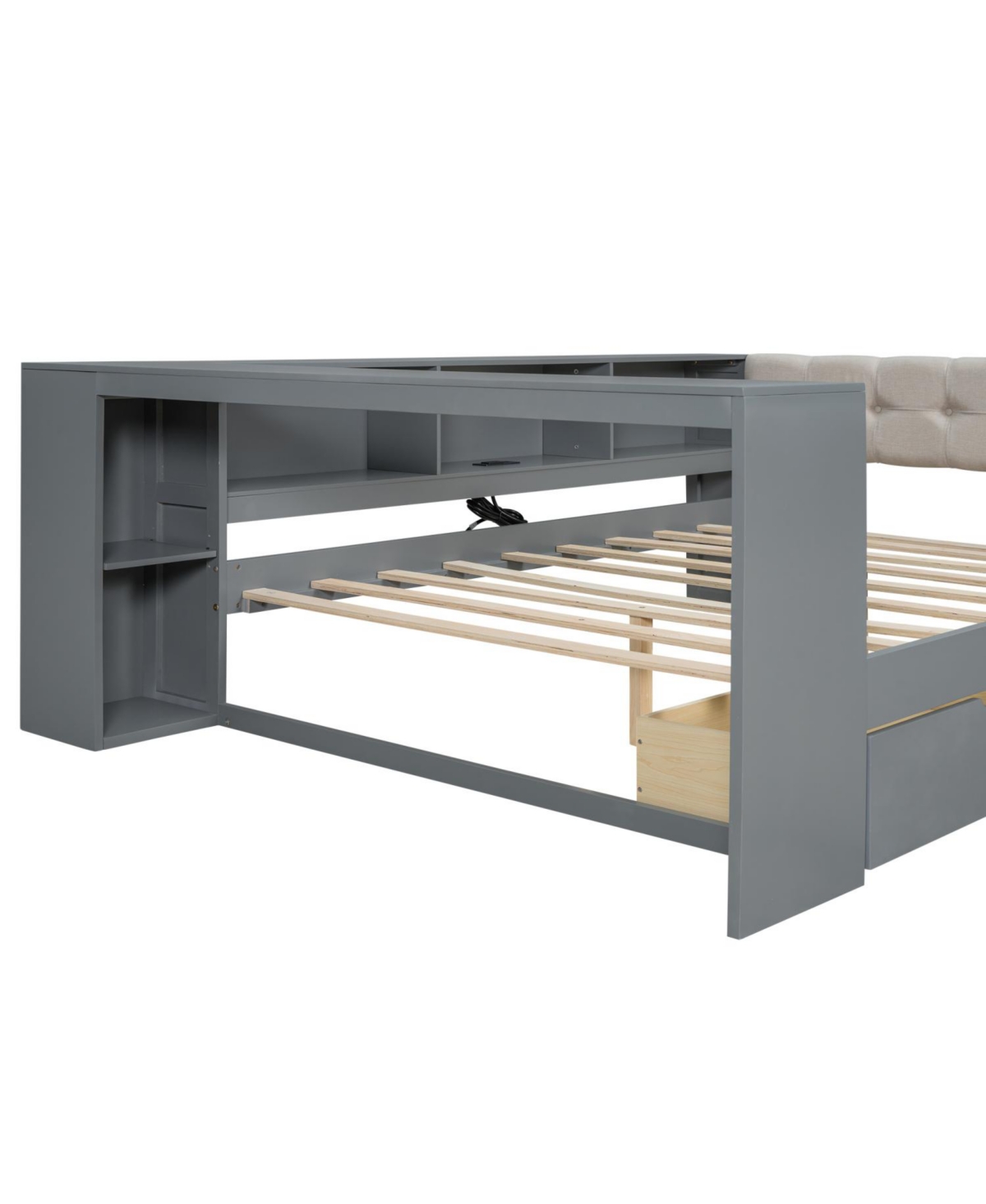 Streamdale Furniture Wood Full Platform Bed with Storage & Charging