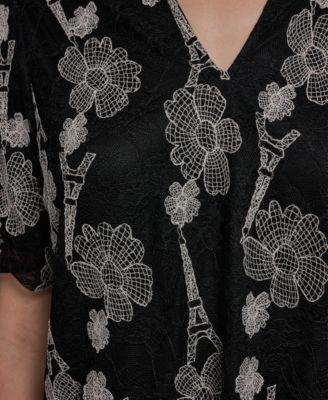 Women's Popover Paris Lace Short-Sleeve Top