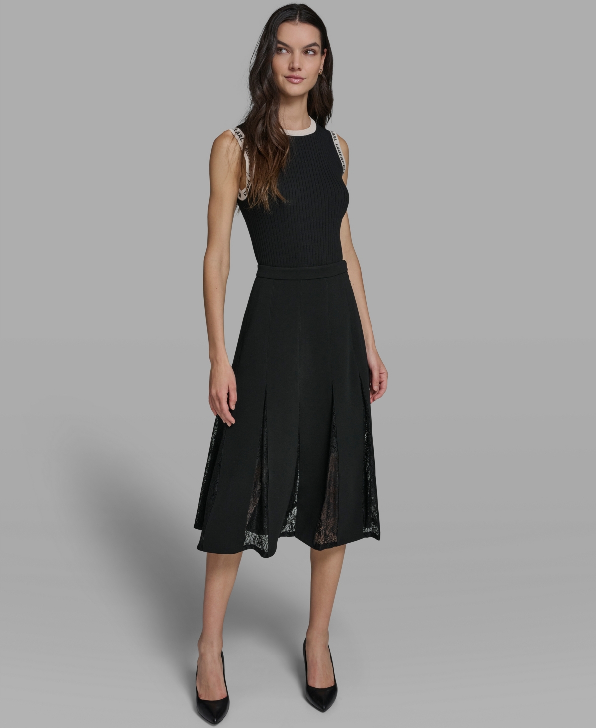 Karl Lagerfeld Paris Women's Lace Inset Maxi Skirt