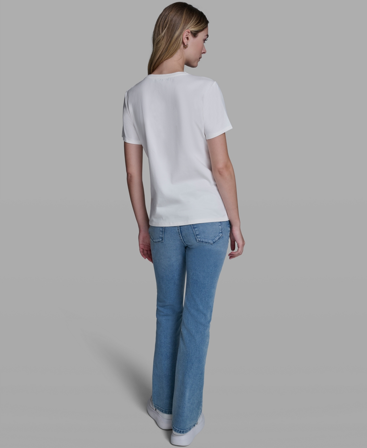 Karl Lagerfeld Paris Women's Rose Trim Knit Crewneck Top