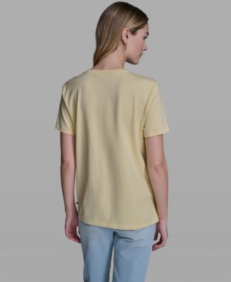 Women's Rose Trim Knit Crew Neck Top