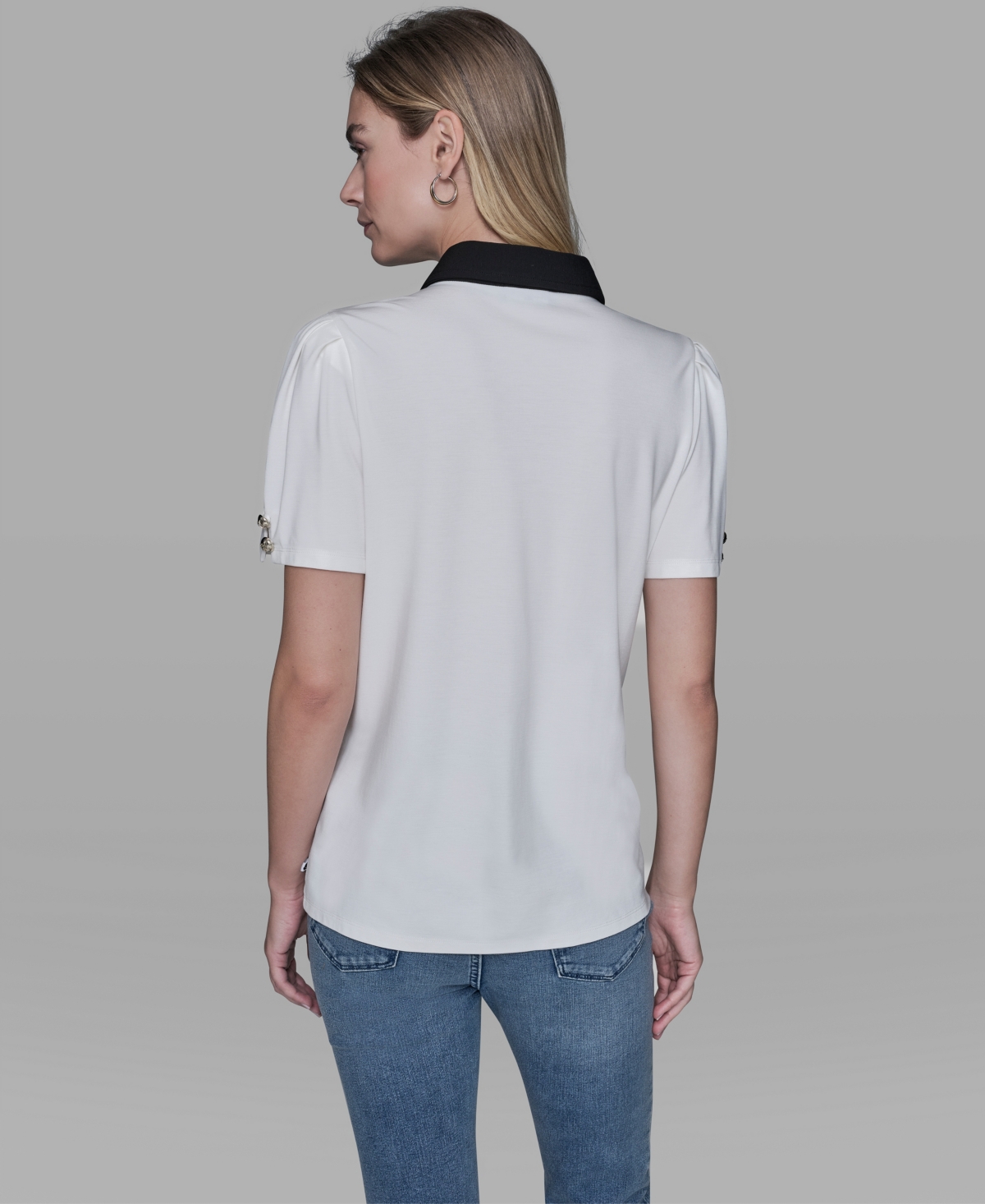 Karl Lagerfeld Paris Women's Short-Sleeve Button-Front Top