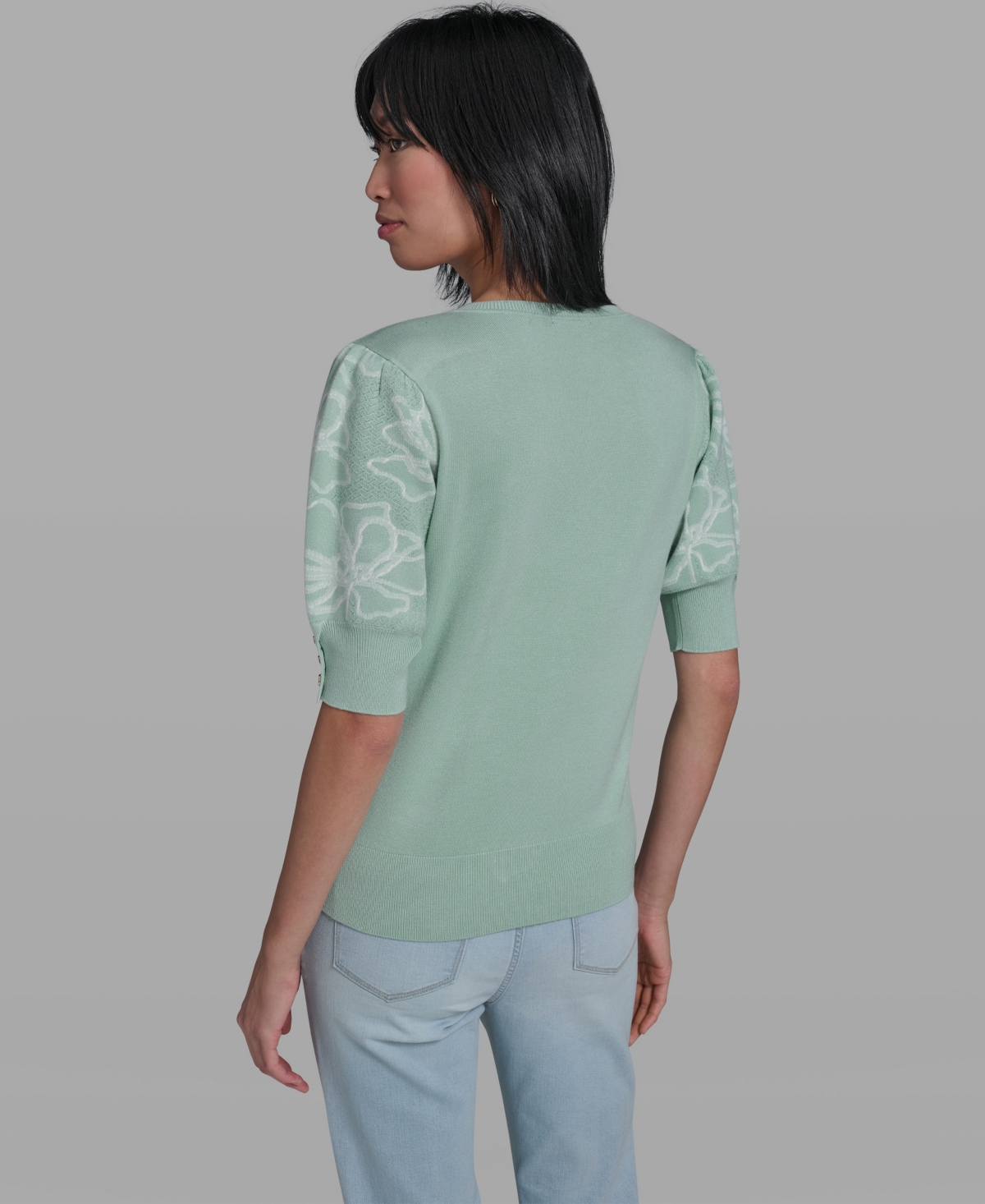 Karl Lagerfeld Paris Women's Floral Short-Sleeve Sweater