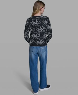 Women's Flower Embroidered Cardigan Sweater