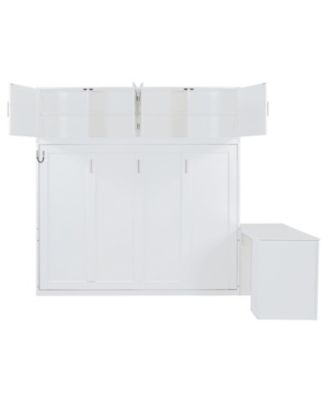  Queen Murphy Bed with Desk & Storage - White