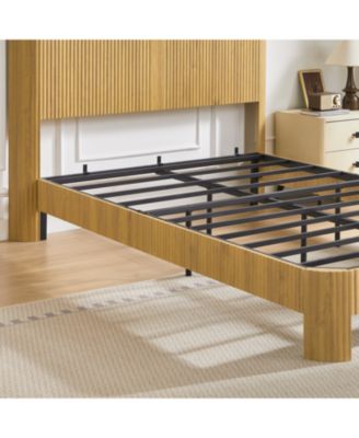  Full XL Bed Frame- Storage Headboard, Charging Station, Natural