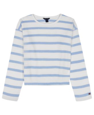 Girls' 7-16 Waffle Stripe Round Neck T-Shirt