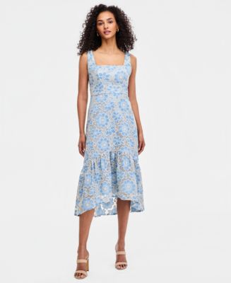maggy london women's embroidered midi dress Maggy London Floral Embroidery Halter Neck Sleeveless Plunge Back Detail  Midi Dress