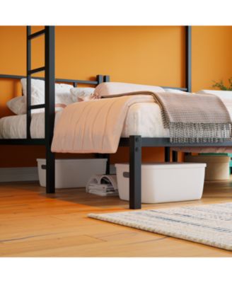 Triple Twin Metal Bunk Bed with Guardrails & Ladder