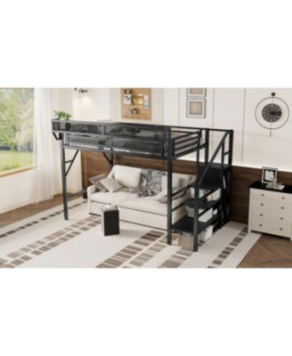 Streamdale Twin XL Loft Bed with Stairs & Storage Shelves