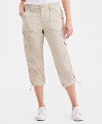 Petite Mid-Rise Cargo Capri Pants