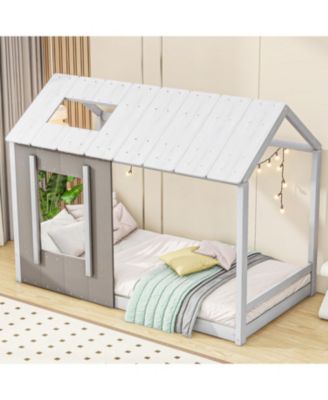 Twin Size House Platform With Roof And Window