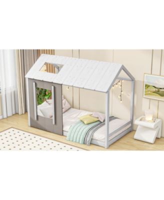 Twin Size House Platform With Roof And Window