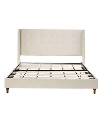 Peyton King Bed Ivory Velvet Tufted Wingback