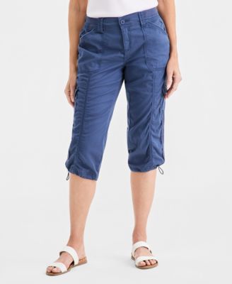 Petite Mid-Rise Cargo Capri Pants