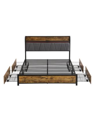 Smart Bed Frame with Storage, Charging & LED