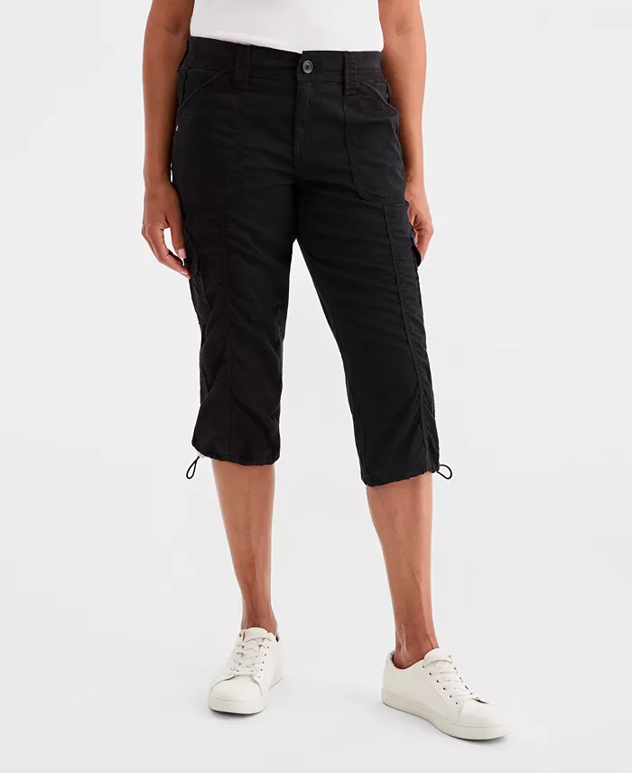 Petite Mid-Rise Cargo Capri Pants - thumbnail 3
