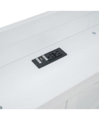 Full Size Wooden Storage Bed with Twin Trundle and Outlets