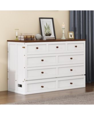 Streamdale Solid Pine Murphy Bed Chest with Storage, Charging