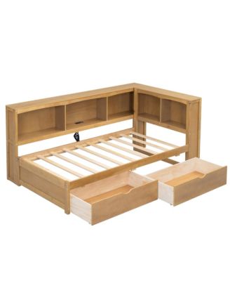 Twin Wood Daybed with Storage & USB