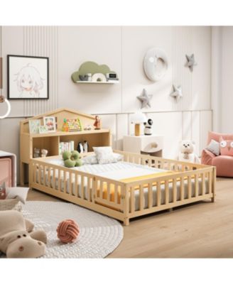  Full-Size Floor Beds with Bookcases, Blackboard, Storage