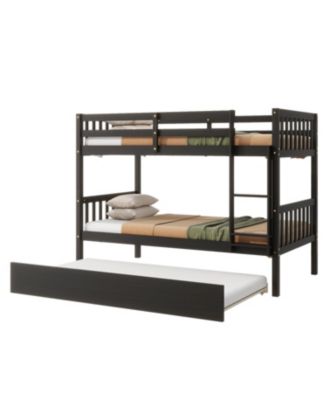 Convertible Twin Bunk Bed with Trundle, Espresso