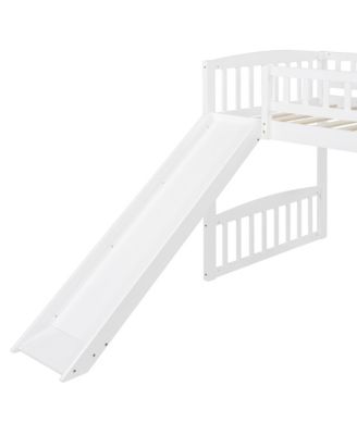Size Wood Loft Bed with Slide and Ladder Bed