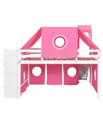 Full Size Loft Bed with Tent and Tower