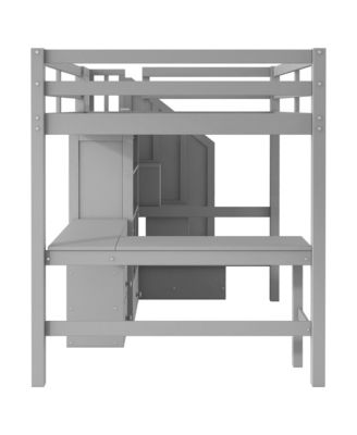 Loft Bed with Desk, Drawers & Storage Stairs