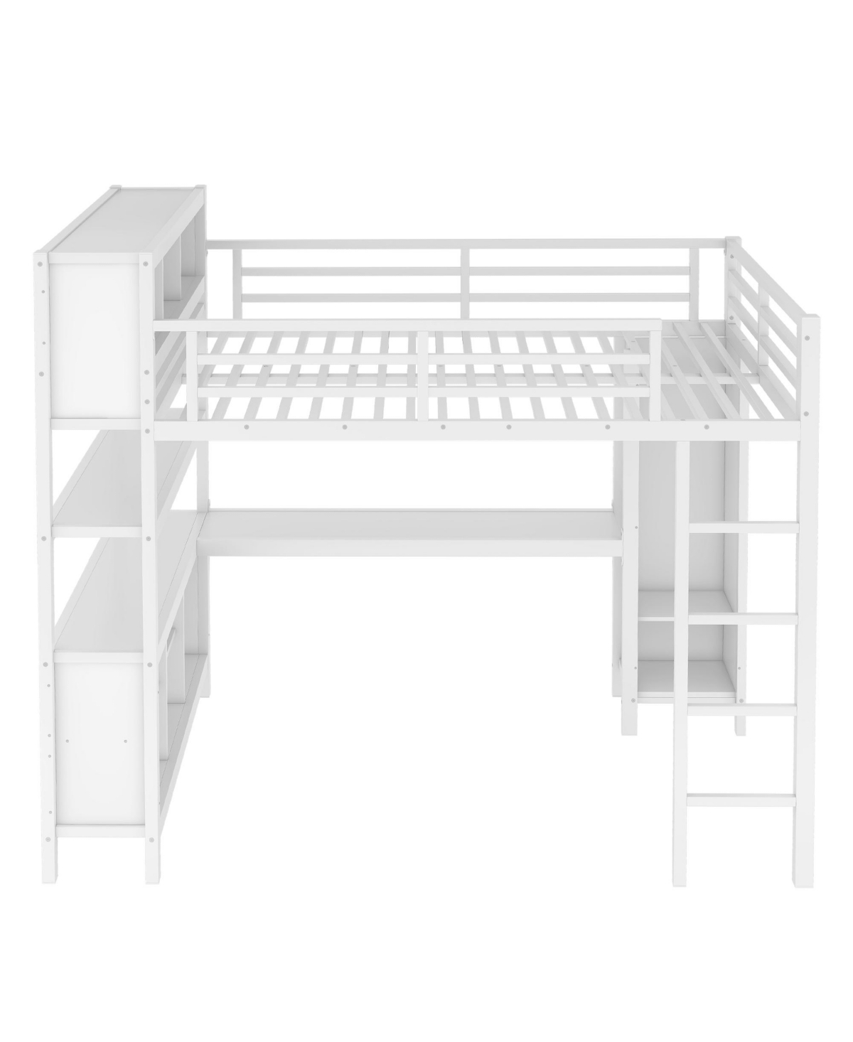 Streamdale Furniture Queen Loft Bed with Desk & Wardrobe