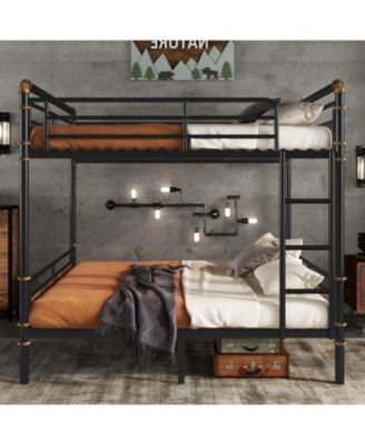 Queen Over Queen Black Metal Bunk Bed