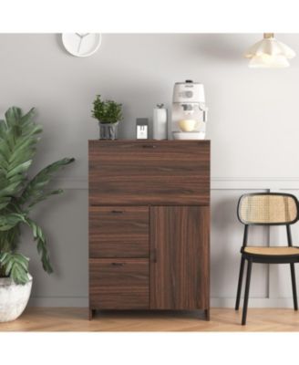 Fold-Up Desk Cabinet with Shelves and Storage