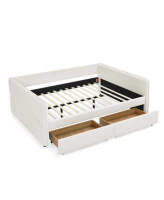  Boucle Tufted Daybed with Trundle and Drawers (Queen)