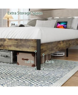 Queen Bed Frame with Headboard, Charging Station, and LED Lights