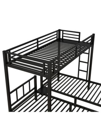 Twin over Twin & Twin Bunk Beds for 3, Twin XL over Twin & Twin Bunk Bed Metal Triple Bunk Bed, Black