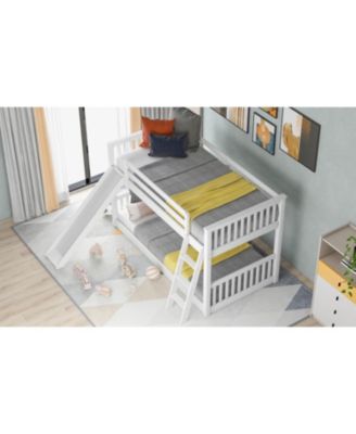 Twin over Twin Wood Convertible Slide and Ladder Bunk Bed