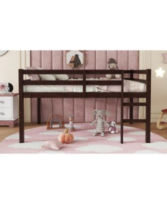 Full Rubber Wood Loft Bed with Ladder
