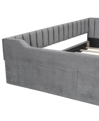  Full XL Size Upholstery Daybed and Side Storage Pocket
