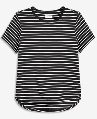Women's Striped Curved-Hem T-Shirt