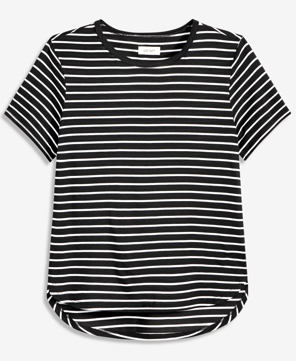 On 34th Women's Striped Curved-Hem T-Shirt, Macy's Exclusive