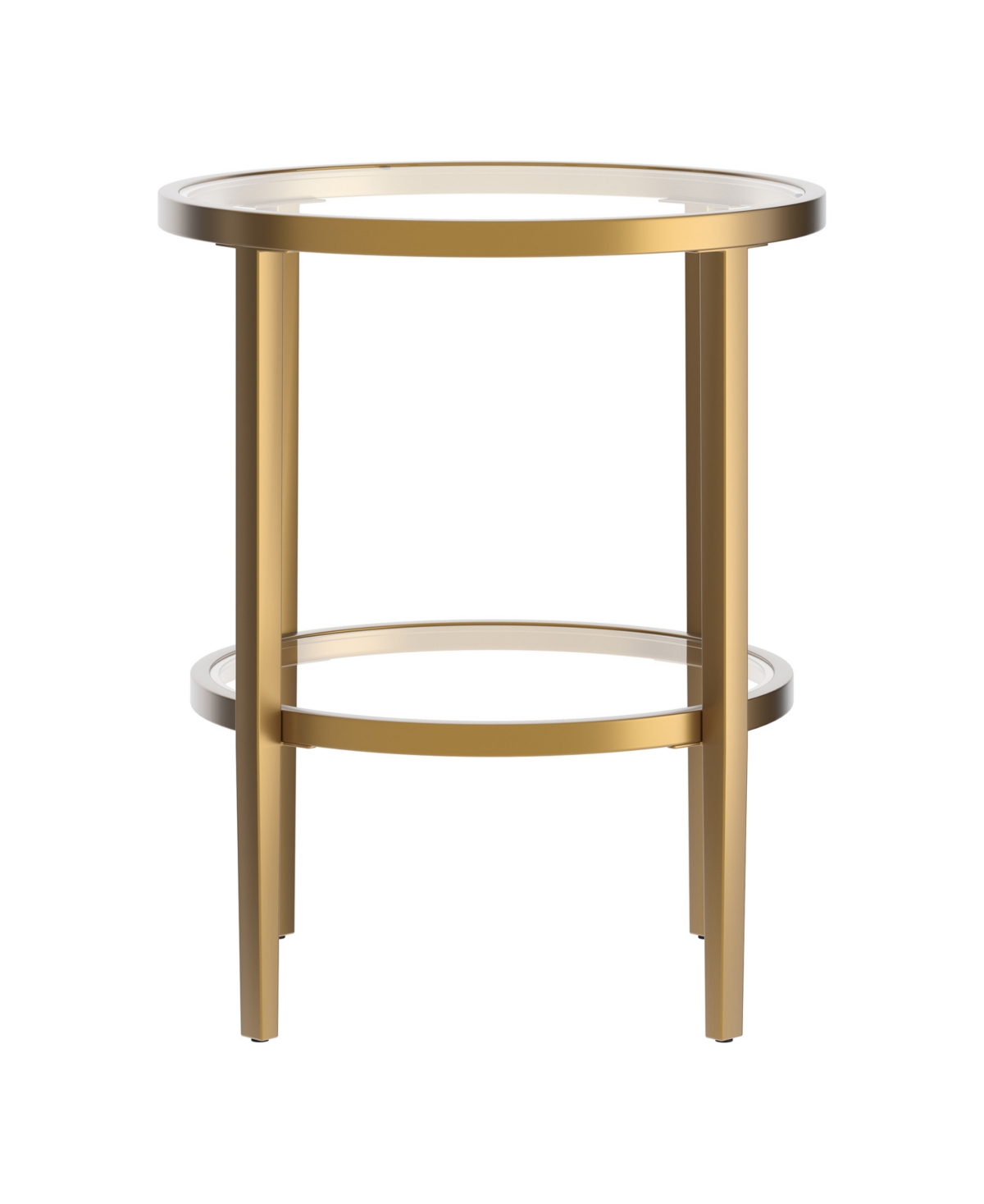 Hudson & Canal Hera 20" Wide Round Side Table with Glass Shelf