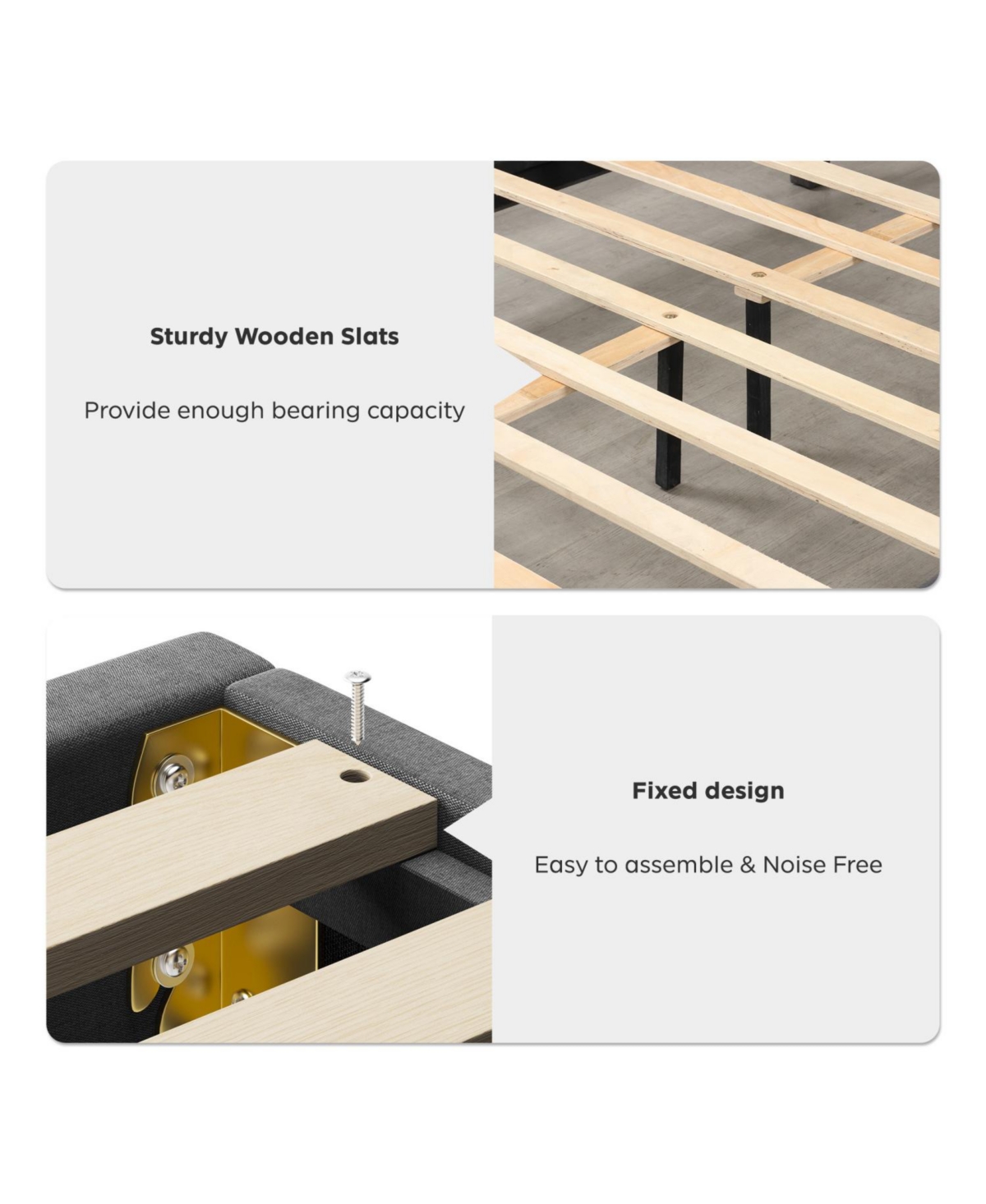 Streamdale Furniture Full Size Metal Platform Bed with Storage Headboard and Strong Slats