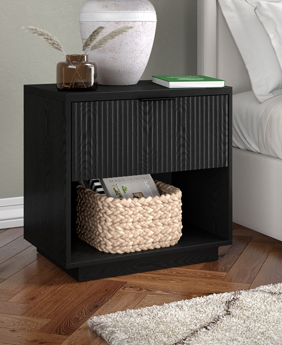 Hudson & Canal Karten 24" Wide Rectangular Fluted Nightstand
